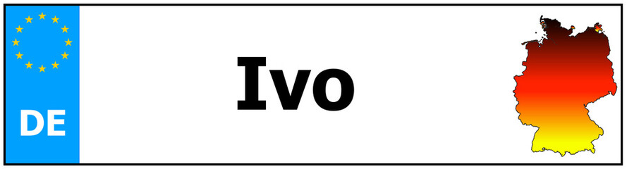 Obraz premium Car sticker sticker with name Ivo and map of germany