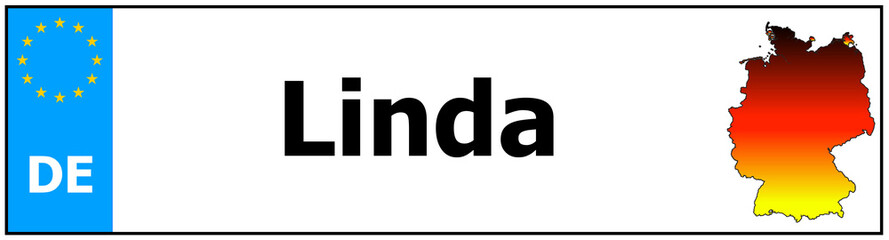 Car sticker sticker with name Linda and map of germany
