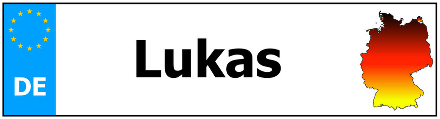 Car sticker sticker with name Lukas and map of germany