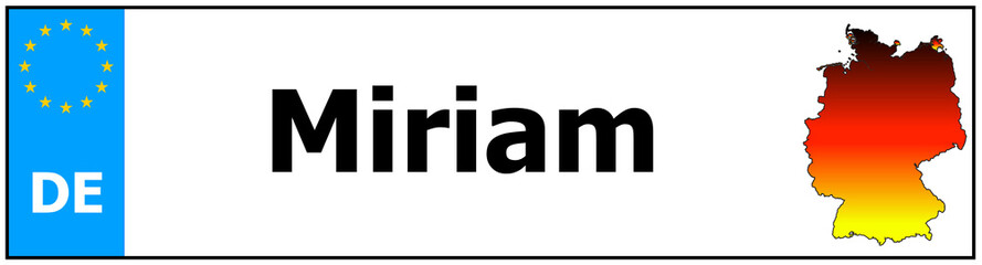 Obraz premium Car sticker sticker with name Miriam and map of germany