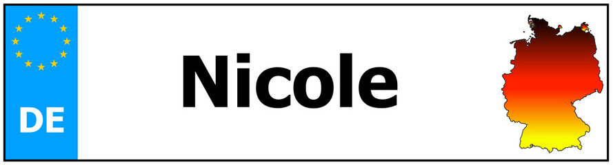 Car sticker sticker with name Nicole and map of germany