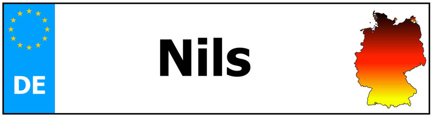 Car sticker sticker with name Nils and map of germany