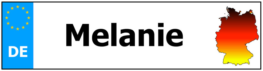 Car sticker sticker with name Melanie  and map of germany