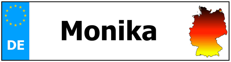 Car sticker sticker with name Monika and map of germany - obrazy, fototapety, plakaty