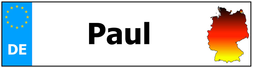 Obraz premium Car sticker sticker with name Paul and map of germany