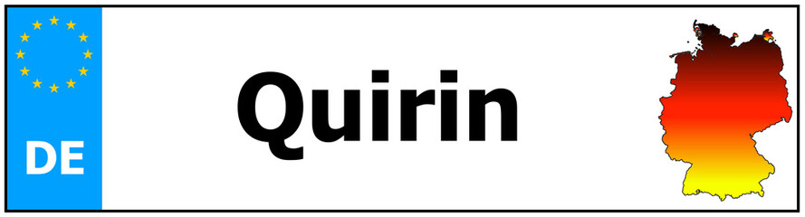 Obraz premium Car sticker sticker with name Quirin and map of germany