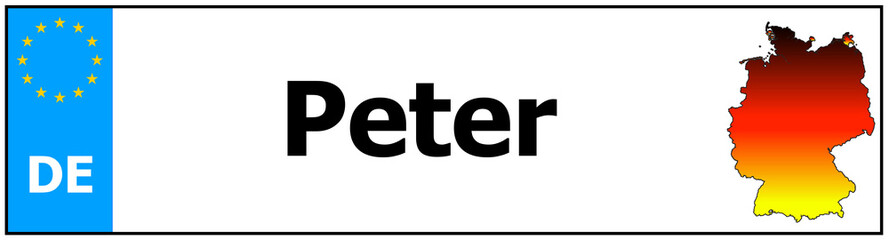 Car sticker sticker with name Peter and map of germany