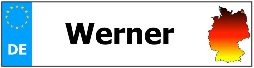 Car sticker sticker with name Werner and map of germany