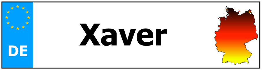 Car sticker sticker with name Xaver and map of germany
