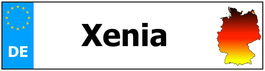 Car sticker sticker with name Xenia and map of germany