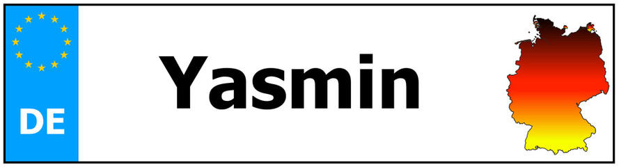 Obraz premium Car sticker sticker with name Yasmin and map of germany