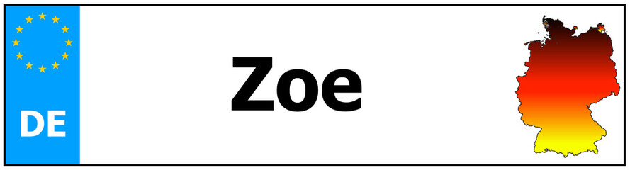 Car sticker sticker with name Zoe and map of germany