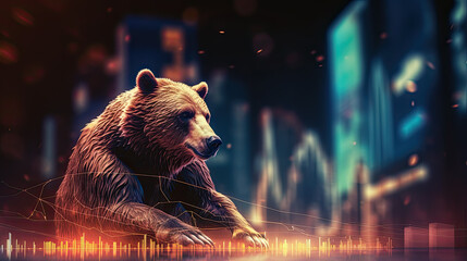 Bear or bull stock market graphics - obrazy, fototapety, plakaty