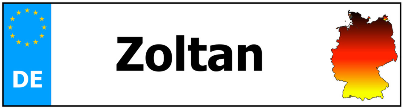 Car sticker sticker with name Zoltan  and map of germany