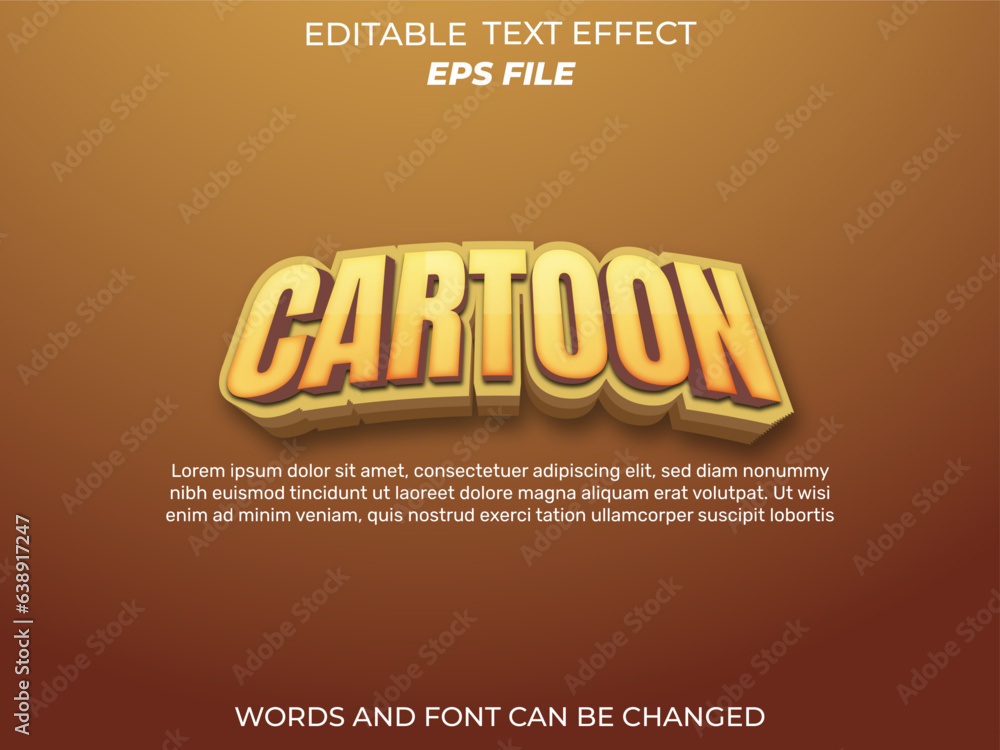 Aufkleber cartoon 3d text effect and editable text effect. vector template