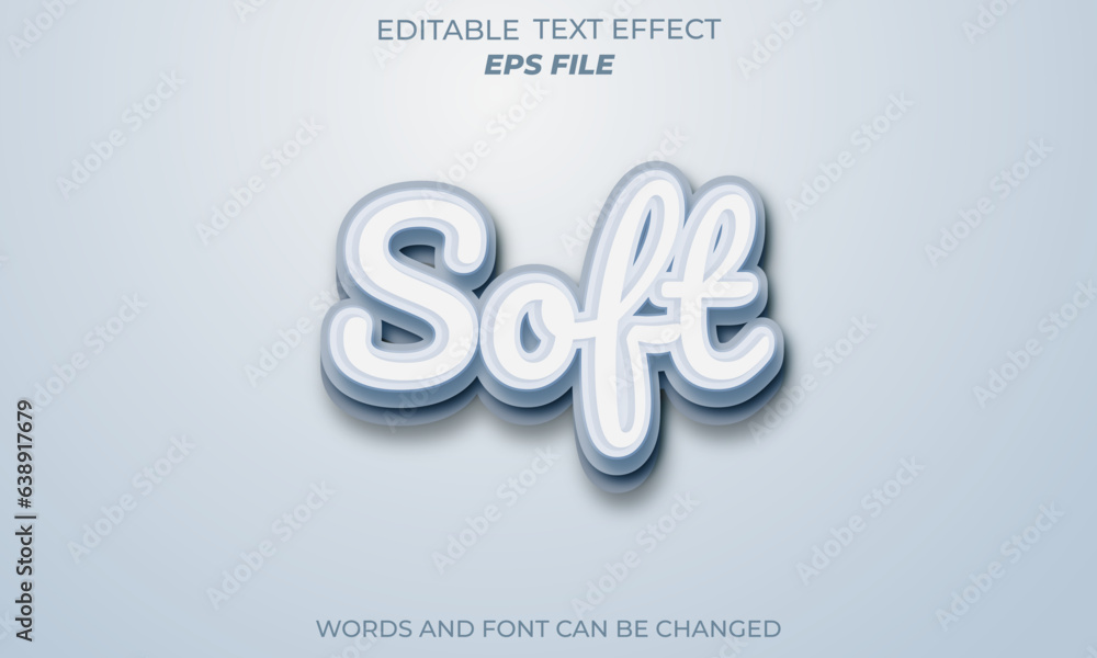 Poster soft 3d text effect and editable text effect. vector template