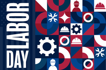 Happy Labor Day. Holiday concept. Template for background, banner, card, poster with text inscription. Vector EPS10 illustration.