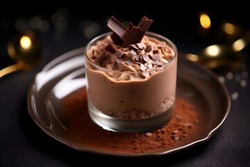 Obraz premium Chocolate Mousse, airy chocolate delight, a fluffy indulgence