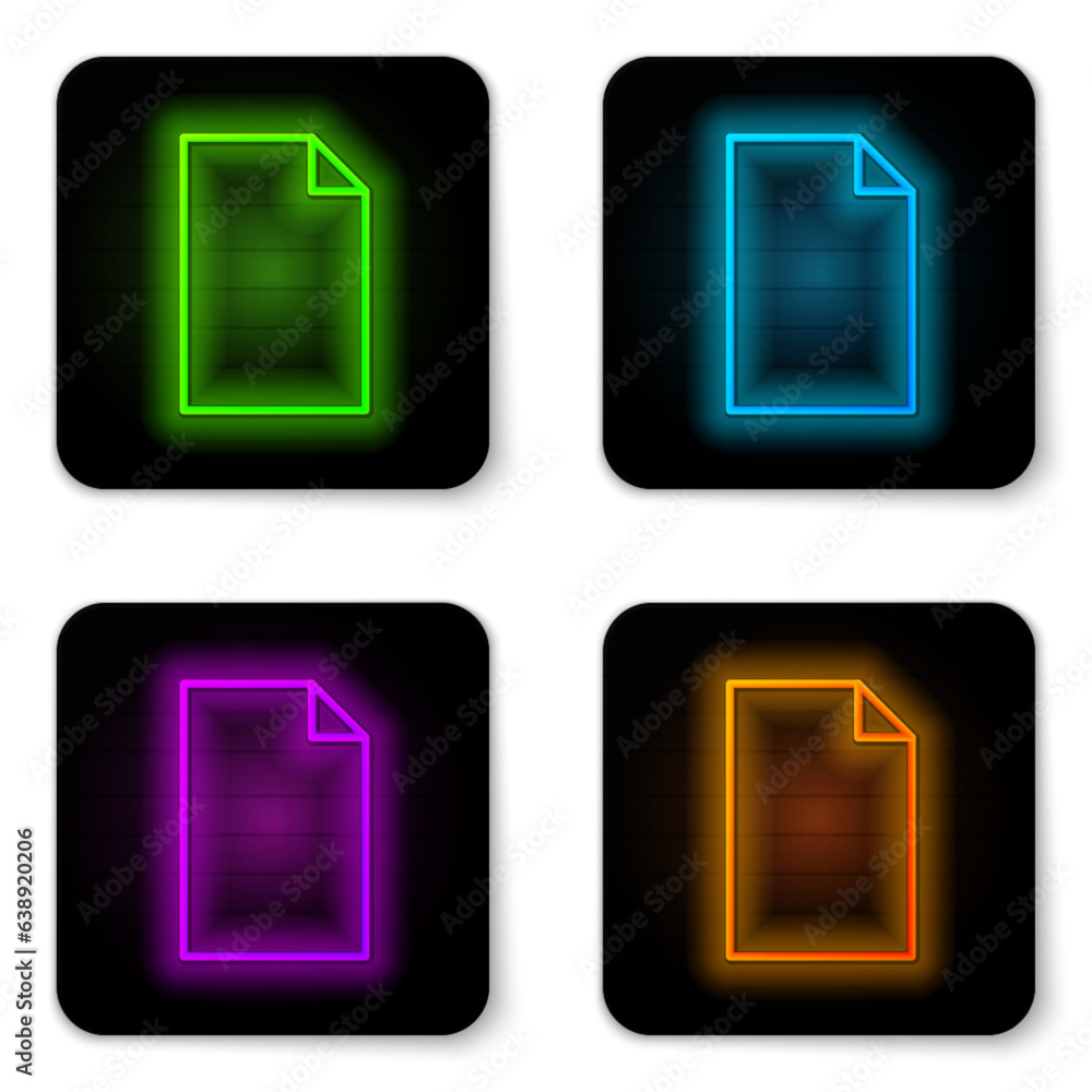 Aufkleber glowing neon line empty document icon isolated on white background. checklist icon. business concept