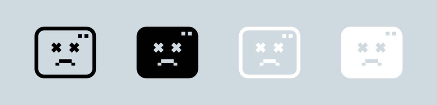 Error icon set in black and white. Disconnect network signs vector illustration.