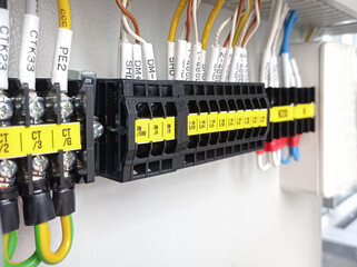 Wiring terminals in electrical control cabinets