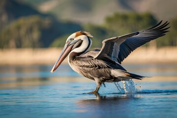 pelican in the water