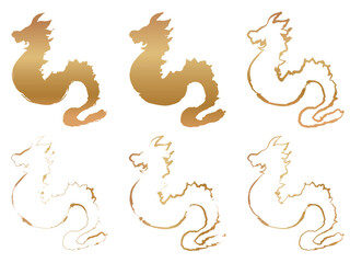 金色風の龍のイラスト素材セット