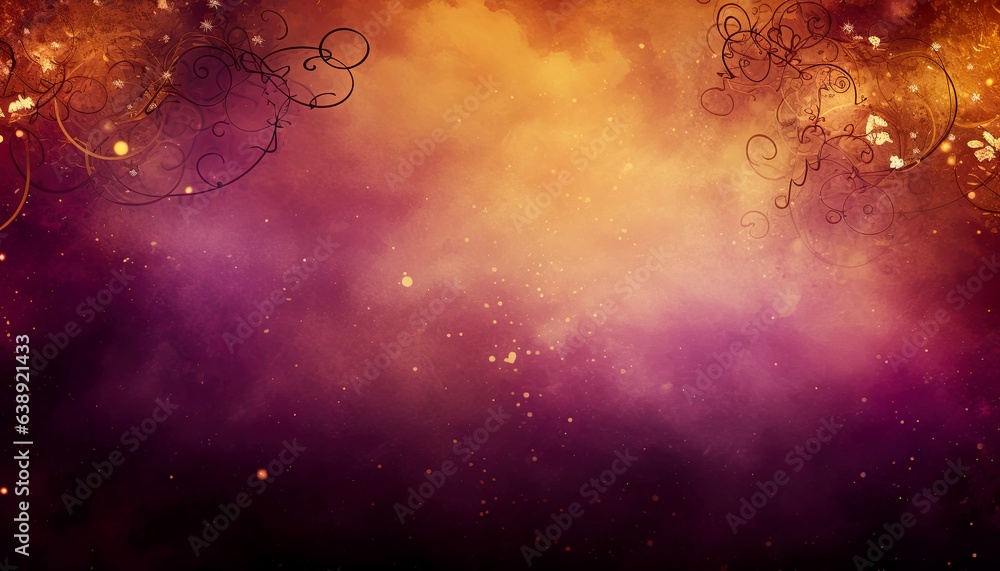 Wall mural fantasy orange and violet, purple nebula glowing and morphing into space. vintage elements and fine 