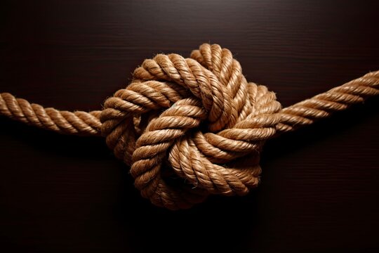 Brown Sisal and Manila Rope with Monkey Fist Knot at End - Three Braided Rope Design for Nautical Use