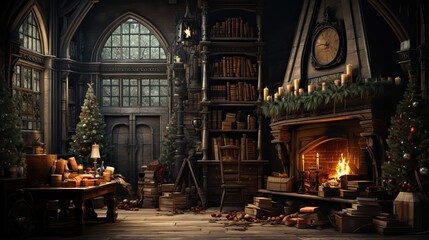 Fototapeta premium Décor de noël dans un bel appartement européen 