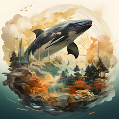 Whales of the Sea and Forest. Generative AI