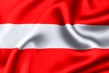 Austria flag of silk, Austria Background. 3D Render