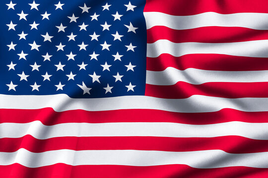 US Flag of silk, United State of America Background. 3D Render