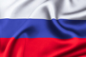Russia flag of silk with customizable space for text. 3D Render