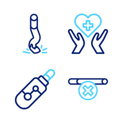 Obraz premium Set line No smoking, Electronic cigarette, Heart with cross and Cigarette butt icon. Vector