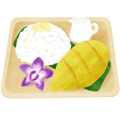Mango Sticky Rice is famous dessert on summer in Thailand