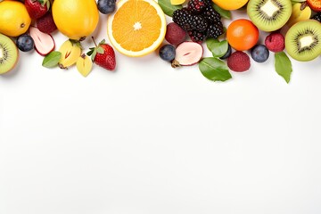 Plain white background with fruit border