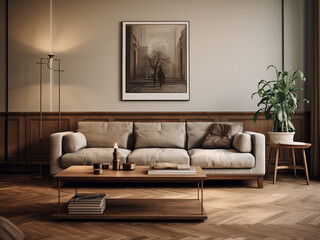 Inviting classic living room with a welcoming ambiance. AI Generative.