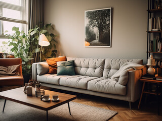Traditional standart living room exuding classic vibes. AI Generative.