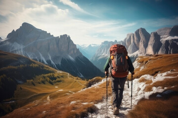 Adventurous Traveler Exploring Majestic Peaks