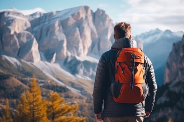 Tourist Embarking on Mountain Hiking