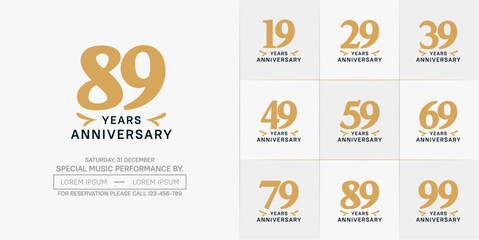 set of anniversary logo with brown number on white background can be use for celebration