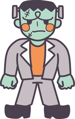 Fototapeta premium 可愛くデフォルメしたフランケンシュタインのカラーイラスト