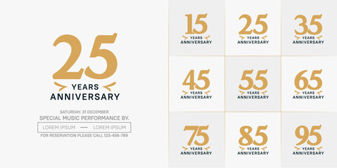 set of anniversary logo with brown number on white background can be use for celebration