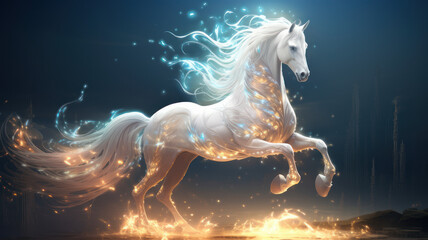 Obraz na płótnie Canvas Luminous Harmony: The Divine Horse's Celestial Connection