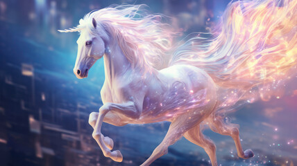 Naklejka na ściany i meble Enchanted Transparence: A Magical Journey with the Ethereal Equine