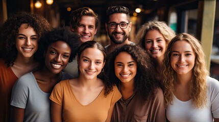 Obraz premium portraits modernes de personnes heureuses et différentes d'un point de vue ethnique