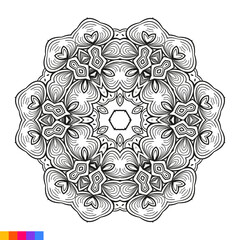 Mandala Art for coloring book. Clean Decorative round ornament. Oriental pattern, Vector illustration Coloring book page. Circular pattern in form of mandala for Henna, Mehndi, tattoo, decoration.