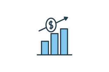 Financial Chart Icon. Icon related to Credit and Loan. suitable for web site design, app, user interfaces, printable etc. Flat line icon style. Simple vector design editable