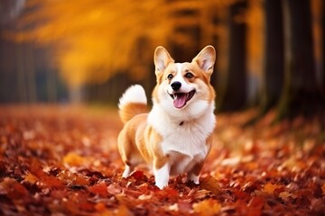 Autumn Adventures: Corgi Dog in the Park